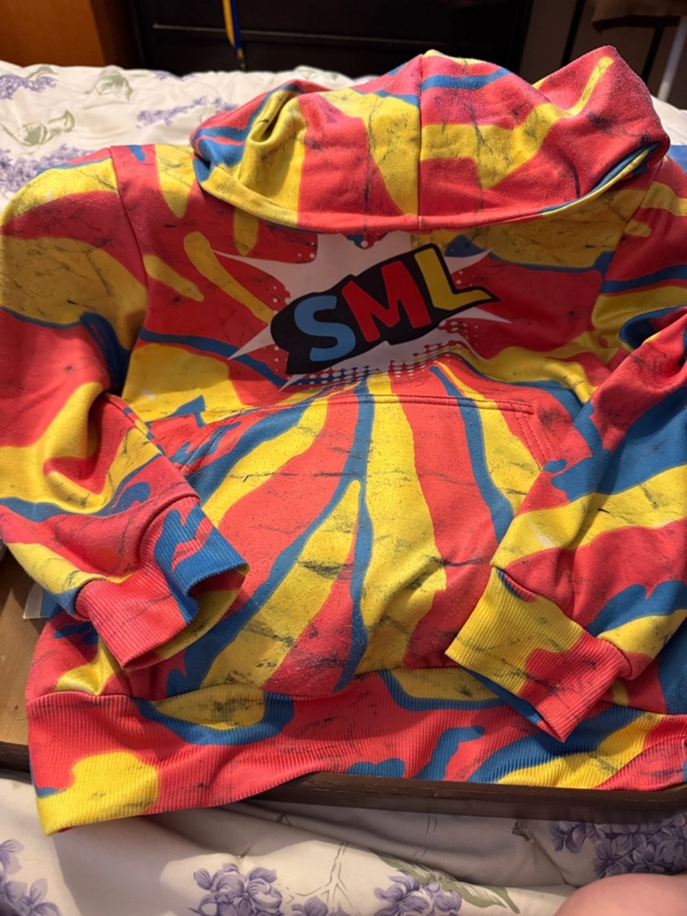 Kids' Tie-Dye Pullover Hoodie in Red, Yellow & Blue